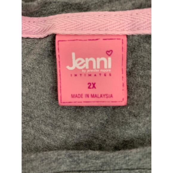 2X Jenni Intimates Womens Gray Jersey Knit 3/4 Sleeve Sleep Shirt - Picture 6 of 7